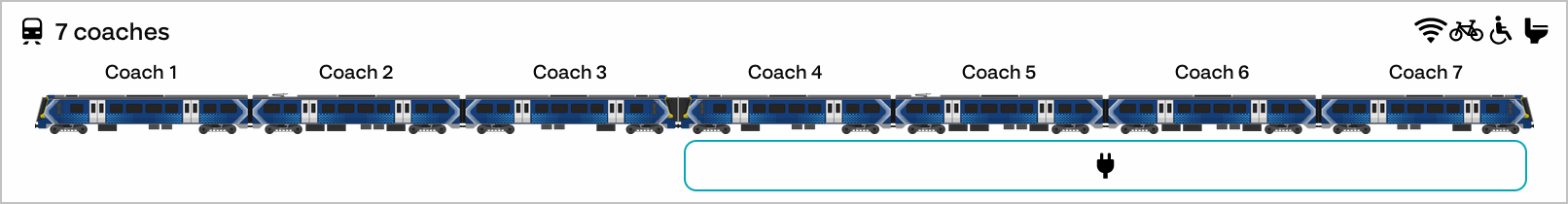 An example showing power sockets only in one part of the train on desktop