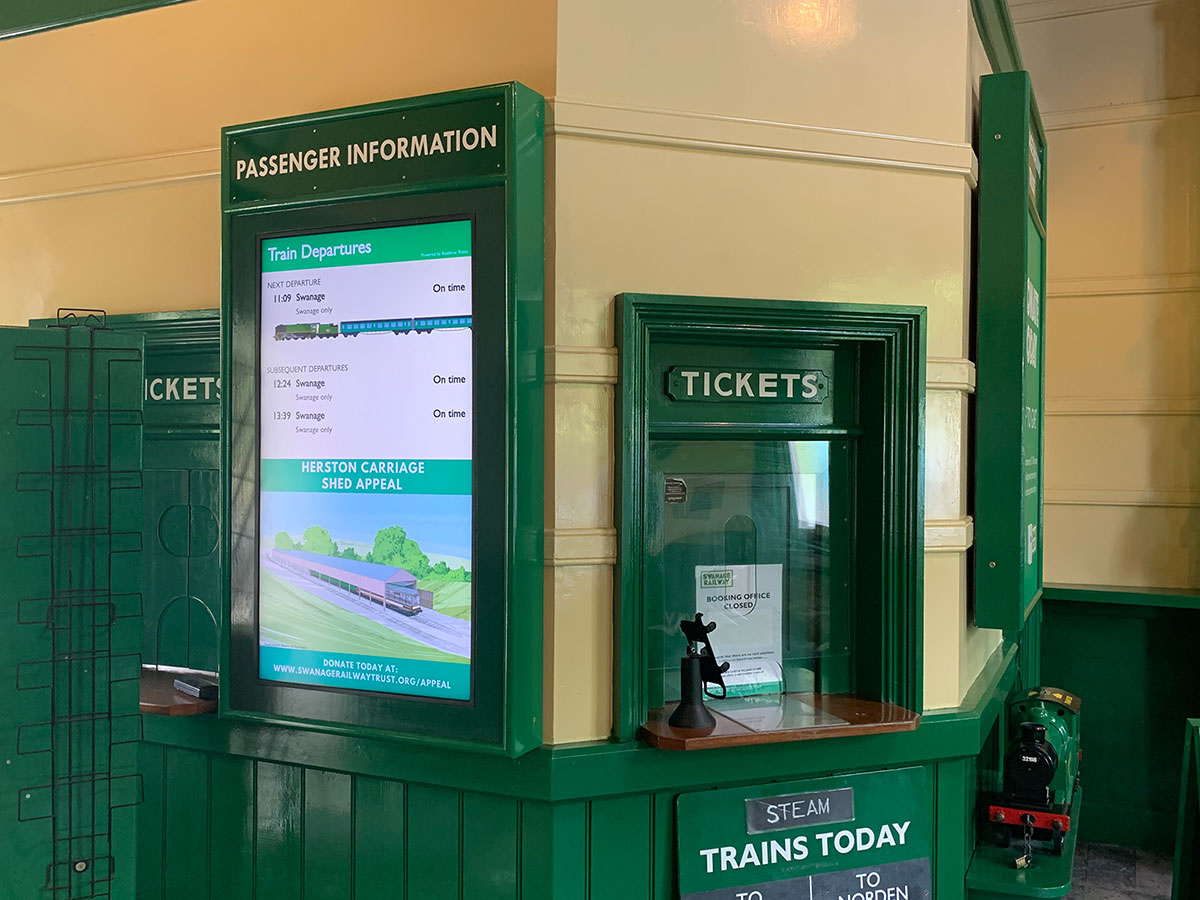 The departure board at Corfe Castle